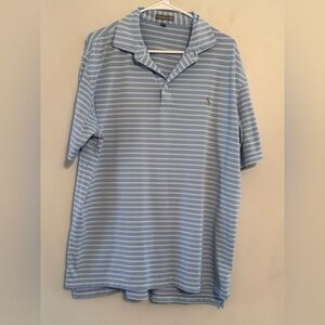 Peter Millar Summer Comfort Golf Polo Mens Large Blue Stripe Performance